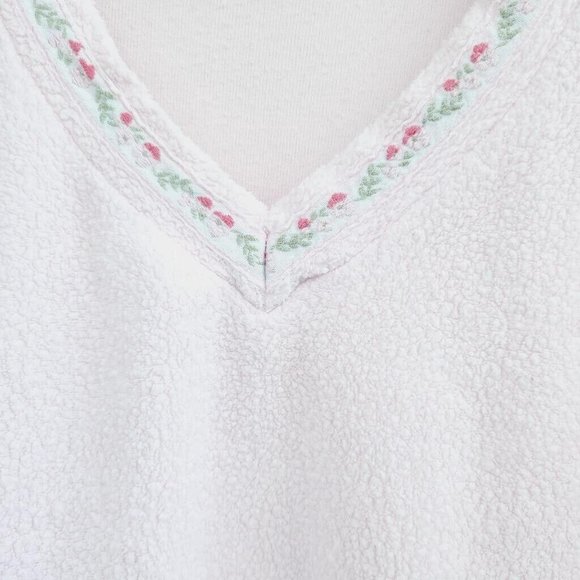 Size M Women's Coldwater Creek Sweater Pink Vneck embroidered flowers vintage - Picture 6 of 7